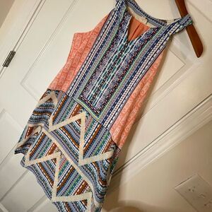 Pink Owl sleeveless dress geometric design medium lined